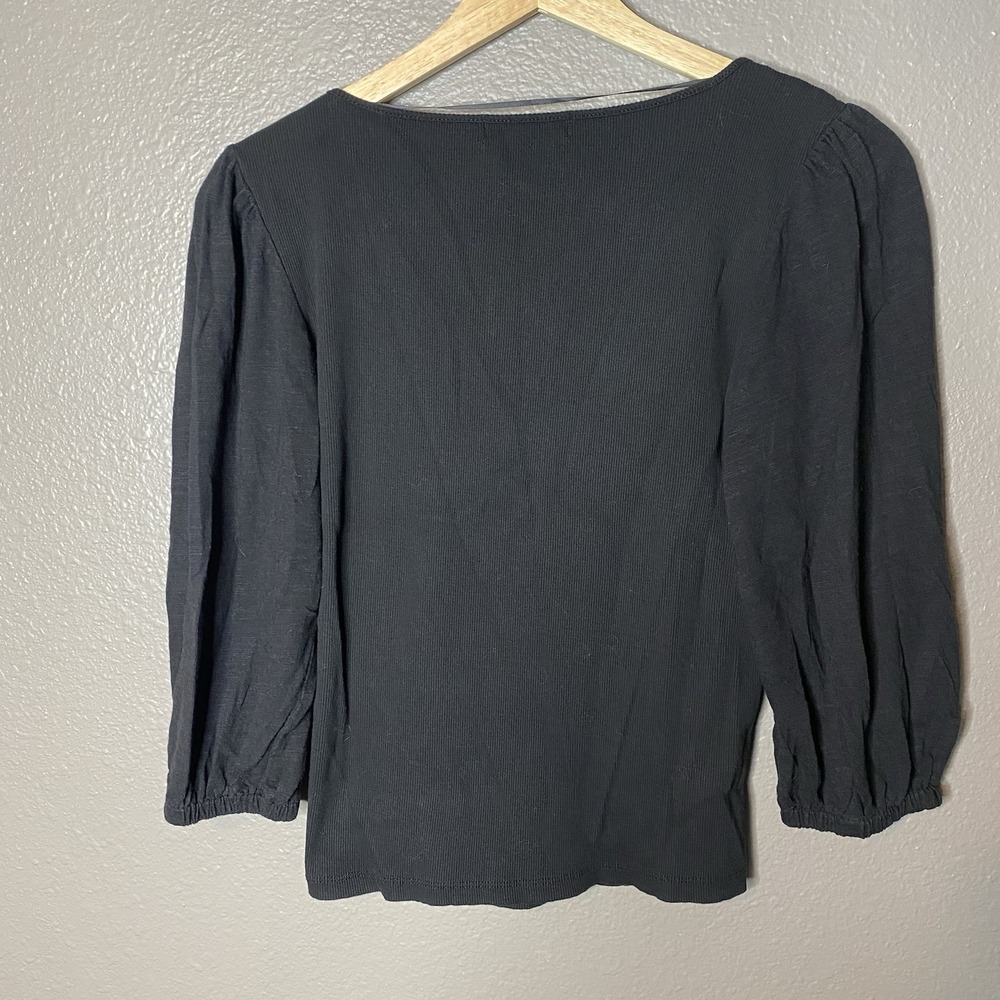Sanctuary Black Balloon Sleeve Knit Top Scoop Neck Women's Size Medium - Picture 2 of 4